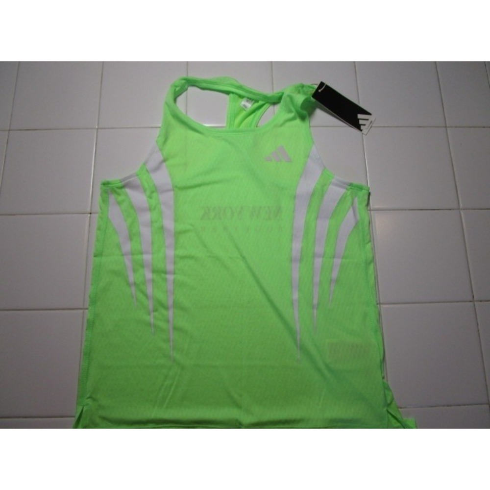 Adidas Adizero JY6998 New York Together Running Singlet Lime Burst Women's Small